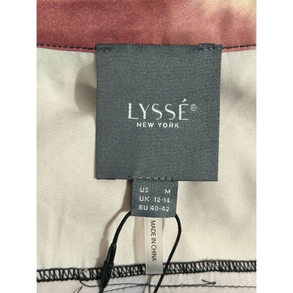 LYSSÉ Printed Satin Long Sleeve Button Shirt in Experimental Paint - Sz M - NWT - Picture 8 of 10